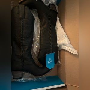 NEW Lane PLAIN JANE Cowgirl Western Boots 9.5 Black Leather